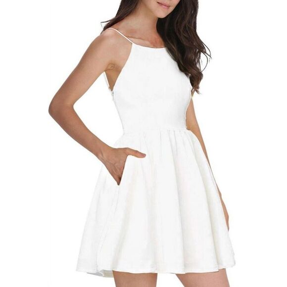 ⭐️NWT FANCYINN spaghetti strap backless mini skater dress⭐️ - Picture 1 of 11